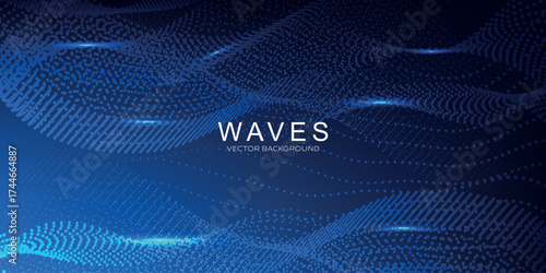 Technology glowing wave mesh particles background