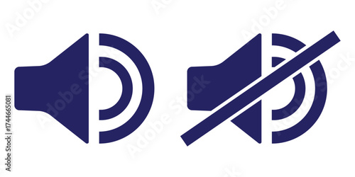 sound on off icons vector in line style . sound volume and mute icon. Volume allow and volume prohibit icon set. Mute and unmute volume signs vector eps10.