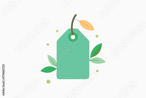 Ecofriendly product tag adorned with leaves and botanical elements design