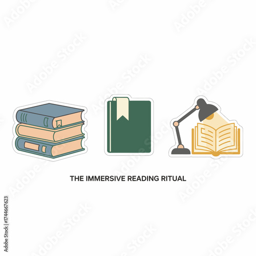 An engaging illustration showcasing the essential components of a focused and immersive reading ritual, perfect for acquiring knowledge and deep understanding.