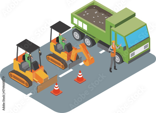 道路工事作業員のイラスト