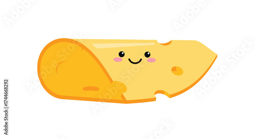 Cute smiling cheese slice with eyes and mouth.