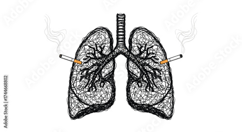 The detrimental effects of smoking on human lungs and respiratory system health.