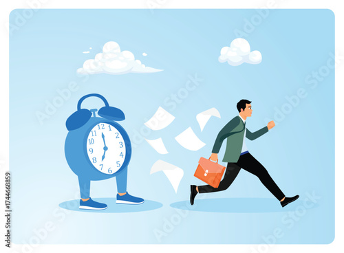 A businessman is in a hurry to finish the work on time.