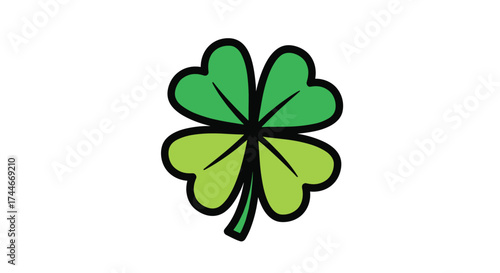 A bright green four leaf clover symbol for good luck and prosperity.