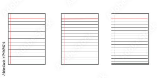 Crumpled Spiral Notebook Paper Templates Set – Graph, Ruled & Blank Vector