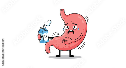 An upset stomach illustration showing discomfort and distress from indigestion.