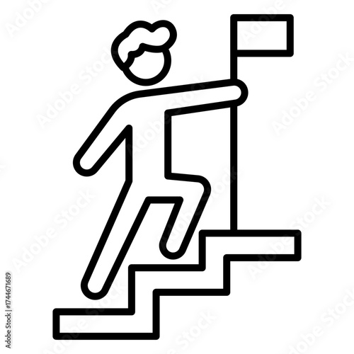Man Climbing Stairs with Flag