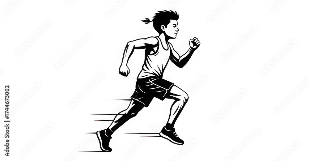 Obraz premium Illustration of a boy running isolated on transparent background