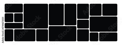 Abstract vector collage layout for photos in modern bento grid system