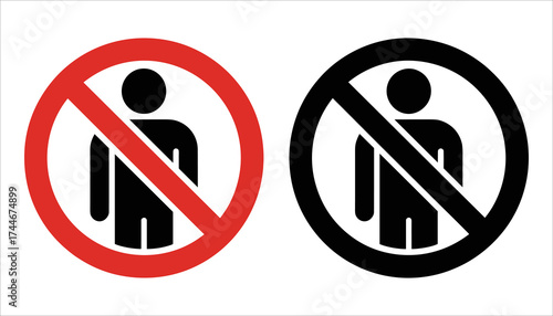 No Entry Human Icon Vector, Restricted Area and Prohibition Sign Illustration, No Access Sign Illustration, Forbidden, Safety, and Warning Icon Vector, Prohibition Symbol with Person.