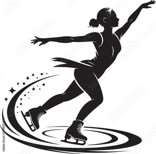 Elegant figure skater performs gracefully with a flourish