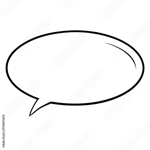 Illustration of a simple oval shaped speech bubble with a pointed tail end