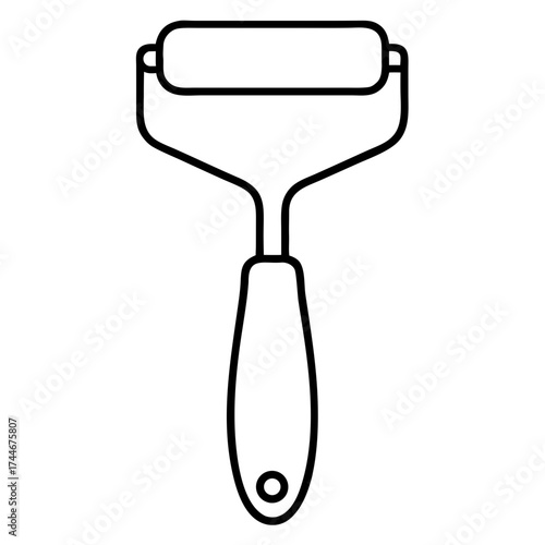 Illustration of a cheese curler with a handle and a roller in outline