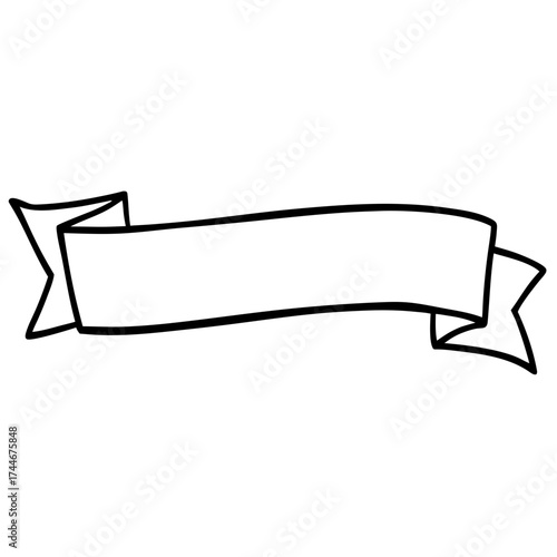 A simple banner with folded edges in black outline on a white background