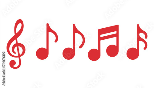 Music Notes Icons, Musical Symbols Vector, Melody and Rhythm Illustration.