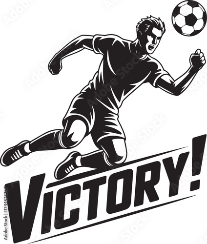 Dynamic soccer player scores winning goal, celebrating victory!