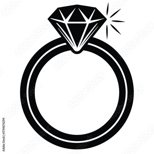 solitaire ring vector icon