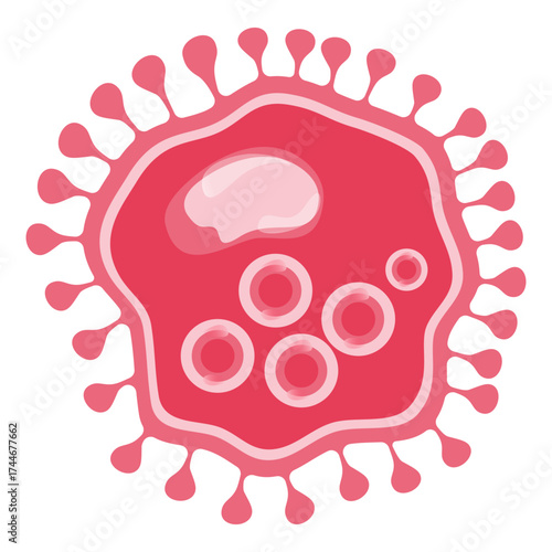 Chlamydia Trachomatis Vector Illustration. Vector illustration depicting human immune cells, including macrophages and mast cells, showcasing the biology of the immune system and monocyte types in imm