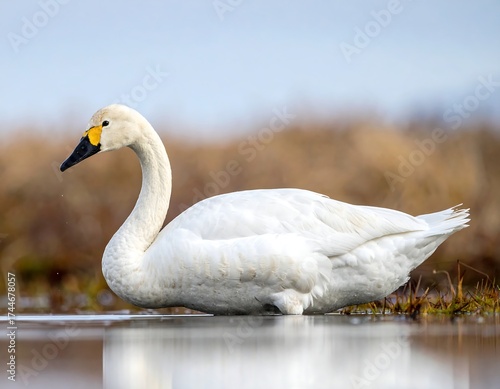 Elegant white swan in natural water setting