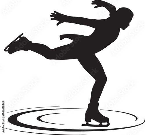 Dynamic figure skater silhouette performing graceful routine