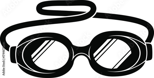 Retro aviator goggles with a black strap against a dramatic sunburst background