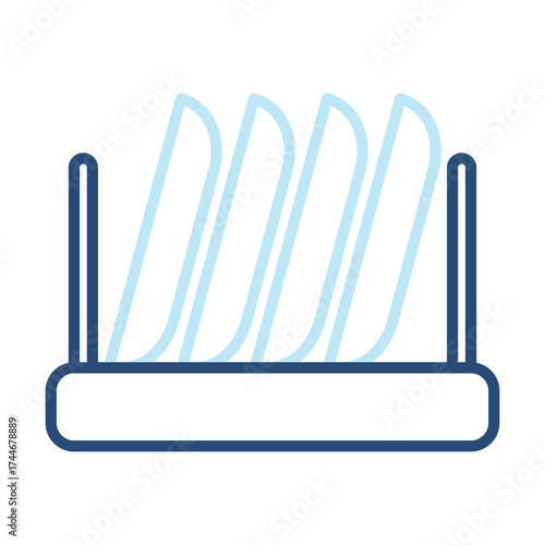 Dish Rack Icon Color Outline Style. Vector Illustration Design