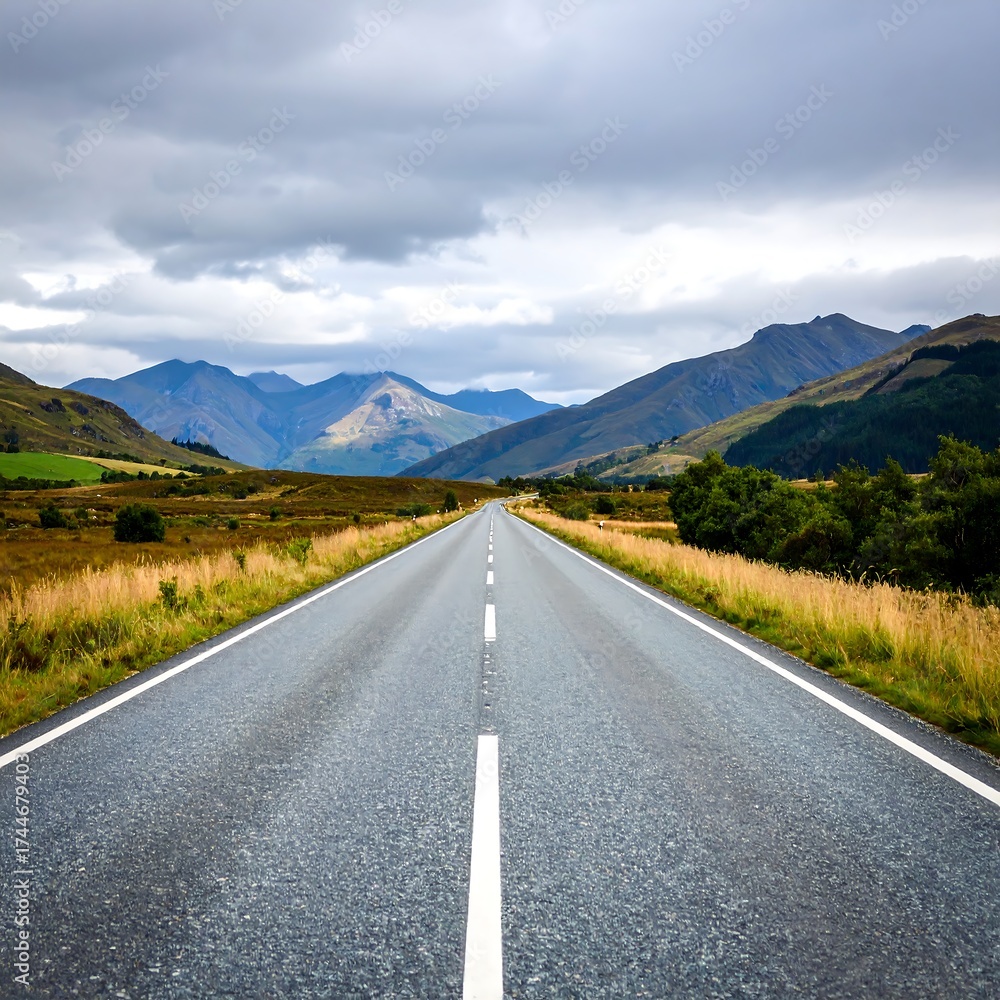 Naklejka premium Winding road through a landscape