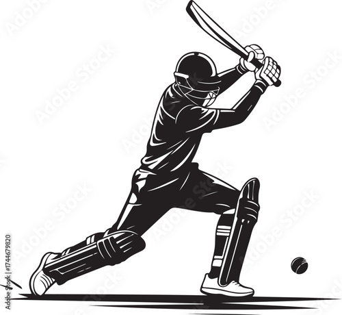 Dynamic cricketer swings for a powerful shot