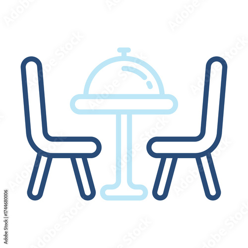 Dinning Table Icon Color Outline Style. Vector Illustration Design