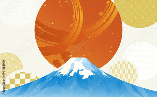 富士山の和風デザイン背景