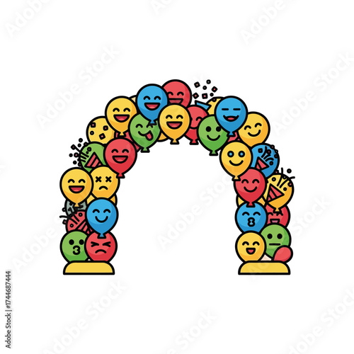 Emoji Balloon Arch - A Colorful Celebration of Emotions.