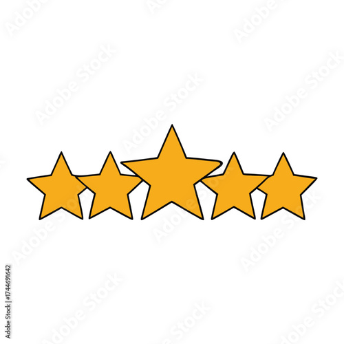 A set of five shining rating stars symbolizing excellence and top quality. Perfect for reviews, feedback, and awards, representing perfection and customer satisfaction.
