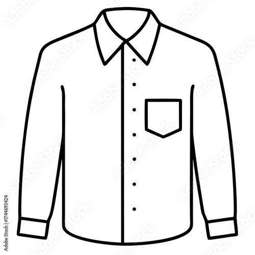 Outline of a long sleeved button down shirt on transparent background