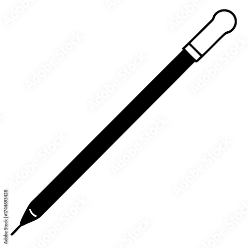 Illustration of a black dropper tool design on transparent background