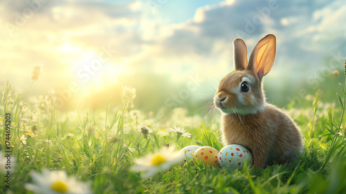 Easter bunny with eggs