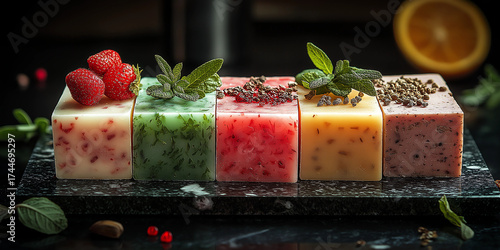 Artisan soaps with fresh herbs