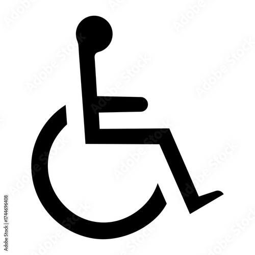 Wheelchair accessibility icon, disabled person sign, handicap symbol for accessibility, inclusion, and support design