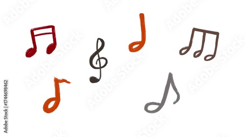 Musical notes dancing and bouncing loop animation 4K resolution video.