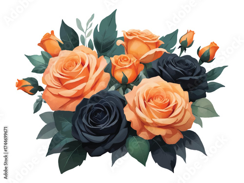 Black and orange roses bouquet striking blend of passion mystery and elegant floral beauty