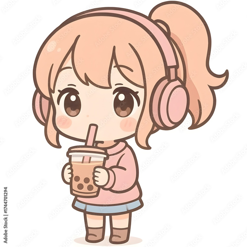 Obraz premium SD_Chibi_BubbleTea_Girl_Liora