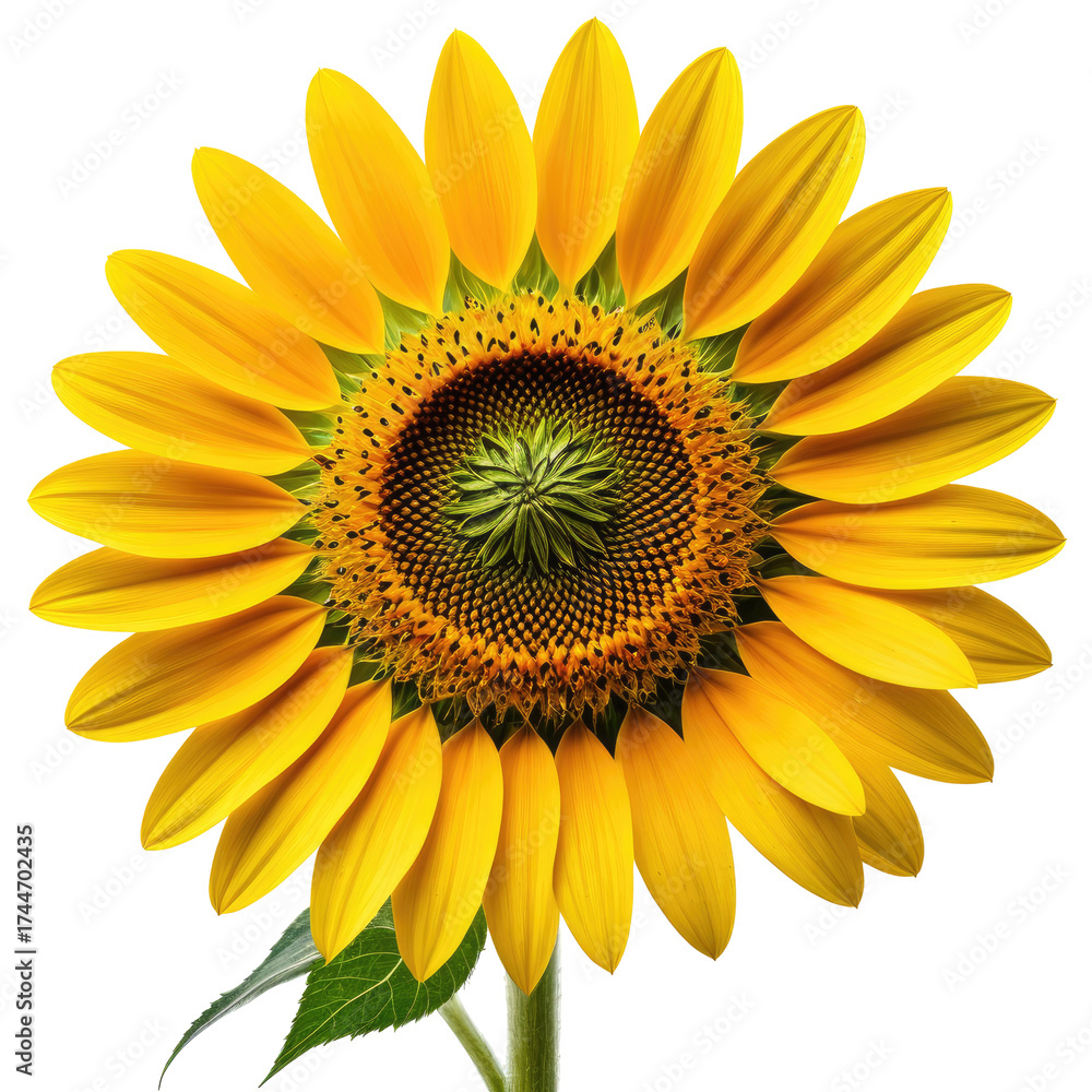 Naklejka premium Radiant sunflower with vibrant yellow petals, detailed center