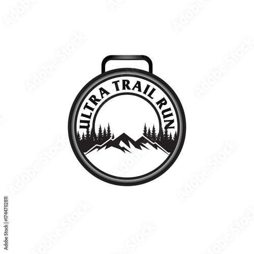 mountain marathon trail run medal design,trail run logo design