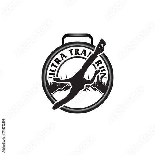 mountain marathon trail run medal design,trail run logo design