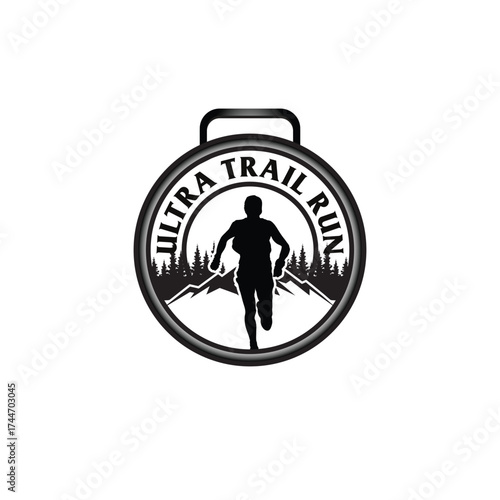 mountain marathon trail run medal design,trail run logo design