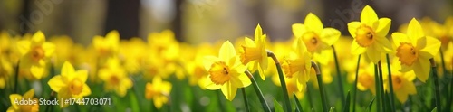Vibrant Yellow Daffodils in Full Bloom A Breathtaking Spring Meadow Scene