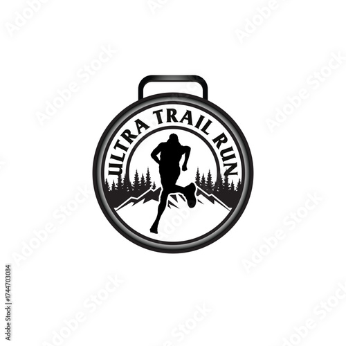 mountain marathon trail run medal design,trail run logo design
