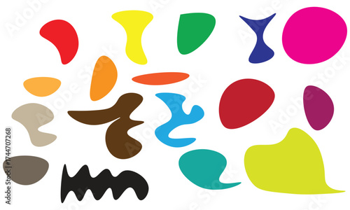 Clean and Simple, Smooth Abstract Shapes in Bright Colors, Minimalist Aesthetic Design Elements Collection