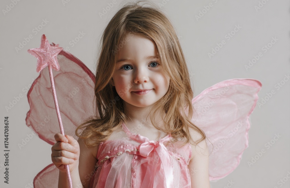 Fototapeta premium Little girl playing dress up as a fairy
