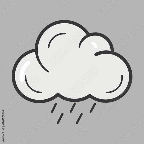 Simple illustration of a rain cloud with falling raindrops